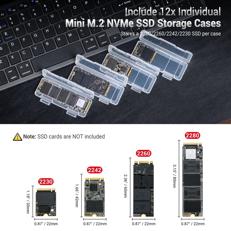 Dual Protect Hard M.2 SSD Holder with 12 PCS Individual