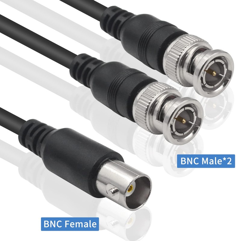 Poyiccot BNC Splitter Adapter Cable 1.5ft, Dual BNC Male to