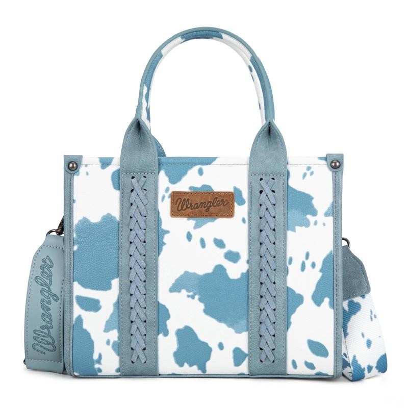 Wrangler Dreamy Cow Print Concealed Carry Tote/Crossbody:_Tan