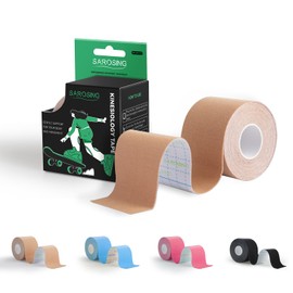 Kinesiology Tape for Knees | Sports Tape,Kinetic Tape, Elastic Athletic Tape for Protecting Knees, Shoulders | Waterproof Physio Tape and Hypoallergenic| 2" x 16 ft,Light Skin Tone