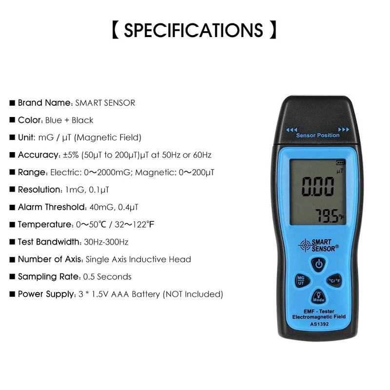 Domary Handheld Mini Digital LCD EMF Tester Electromagnetic Field Radiation