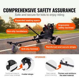 Happybuy Hoverboard Seat Attachment, Adjustable Frame for 6.5" 8" 8.5" 10" Hoverboards, 220 lbs Load Capacity, Go Kart Accessory for Kids & Adults