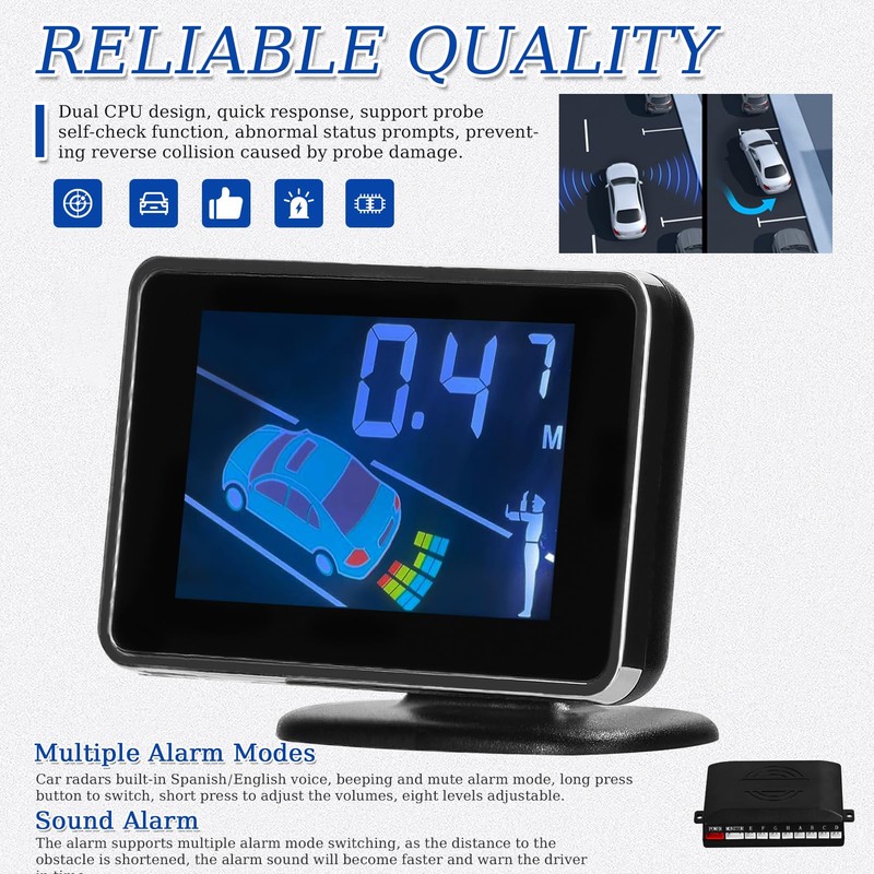 Mulcort Car Reverse Backup Parking Sensor Radar System, 8 Parking