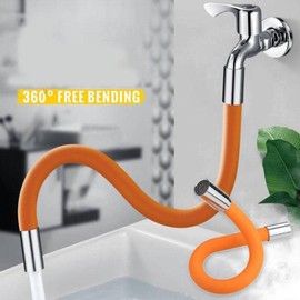 Universal Pipe Faucet Extension, 360° Rotatable Curved Faucet Extension Pipe Sink Faucet (20cm)