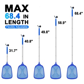 Hot Tub Pool Skimmer Net, Length 31.7'' to 5.7 FT Pool Net With Aluminum Pole (6-section) for Above Inground Pool, Fine Mesh Pool Net Skimmer for Hot Tubs/Spas/fountain/Pond Pool Nets for Cleaning