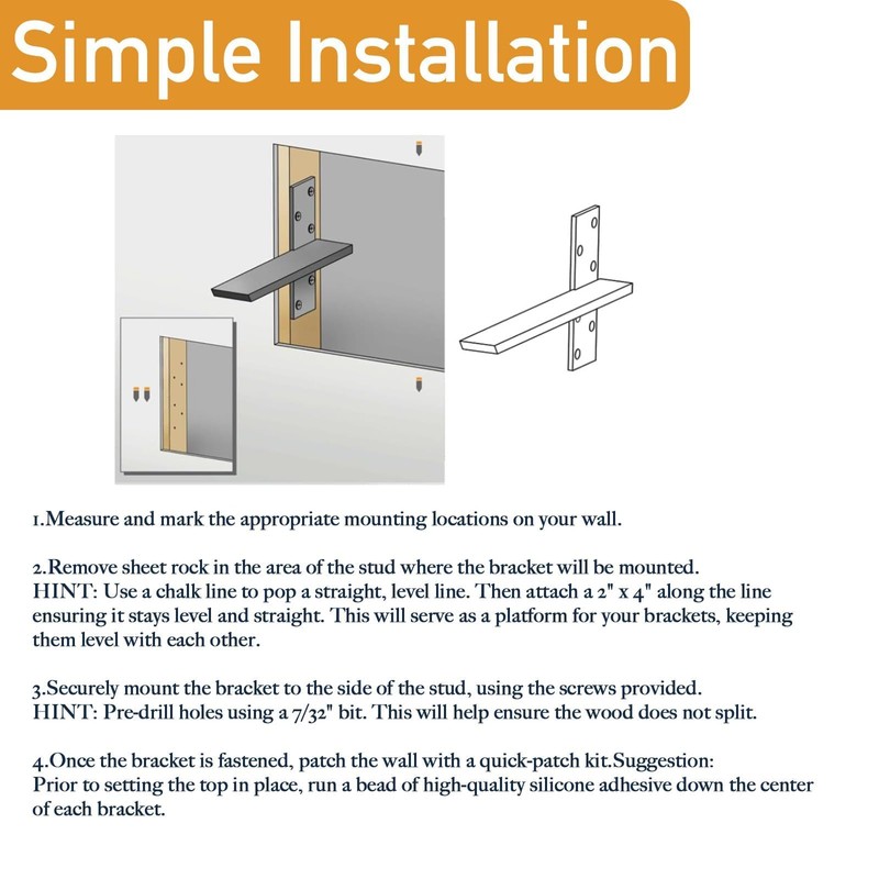 18" Heavy Duty Floating Shelf Bracket (1-Pack) - 3/8" Thick