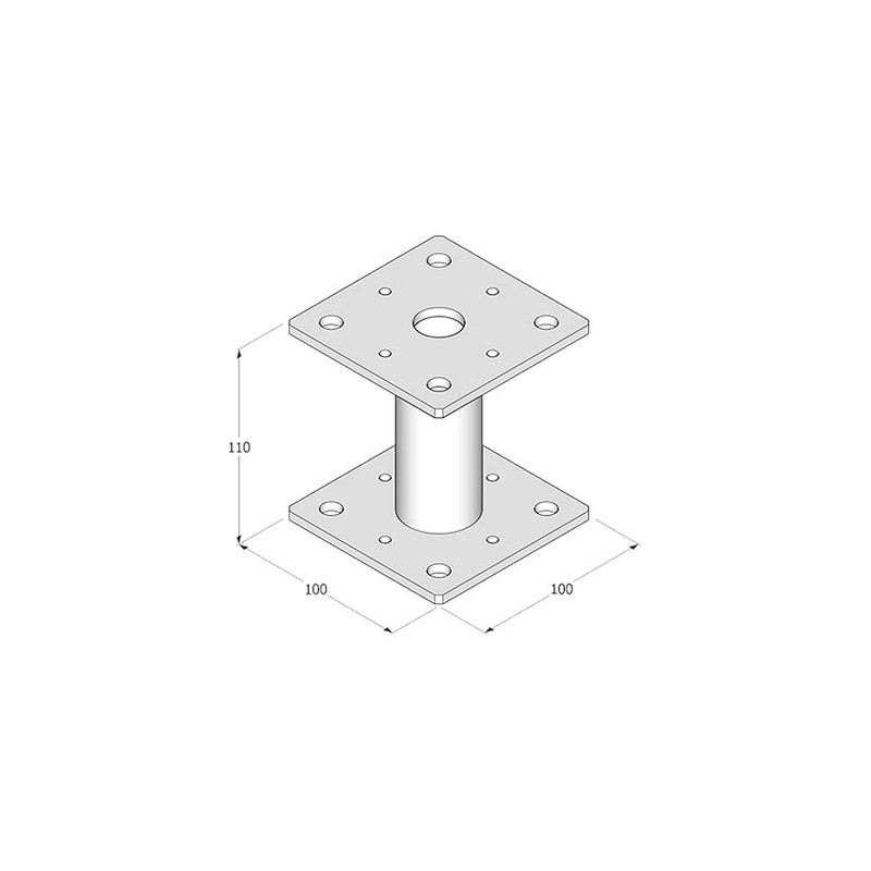 Heavy Duty Galvanised Elevated Post Base Support Fence Foot (Size: