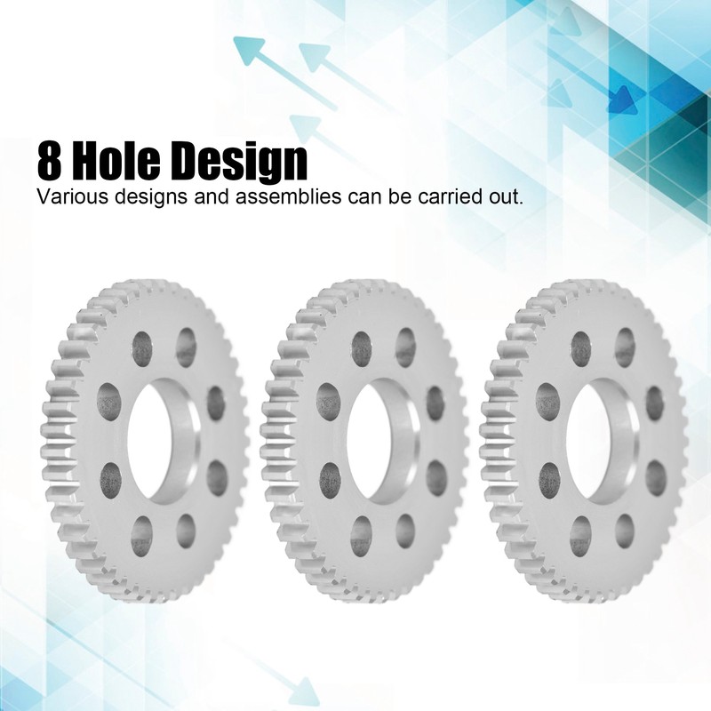 3Pcs Spur Gear 8 Holes Aluminium 4mm Thickness 14mm Centre