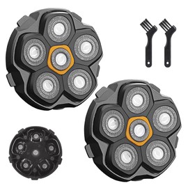6 Blade Magnetic Replacement Shaving Heads for Bald Men Compatible with All 6D Magnetic Electric Razor (2 PCS VM-072)