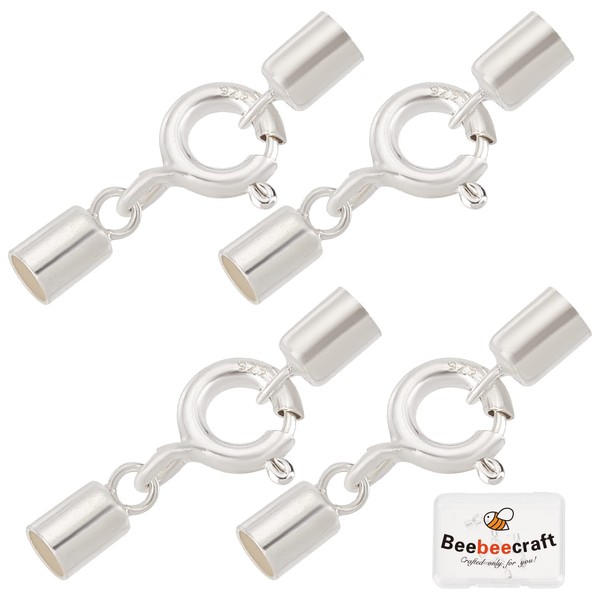 Beebeecraft 1 Box 4 Sets Cord End Caps 925 Sterling