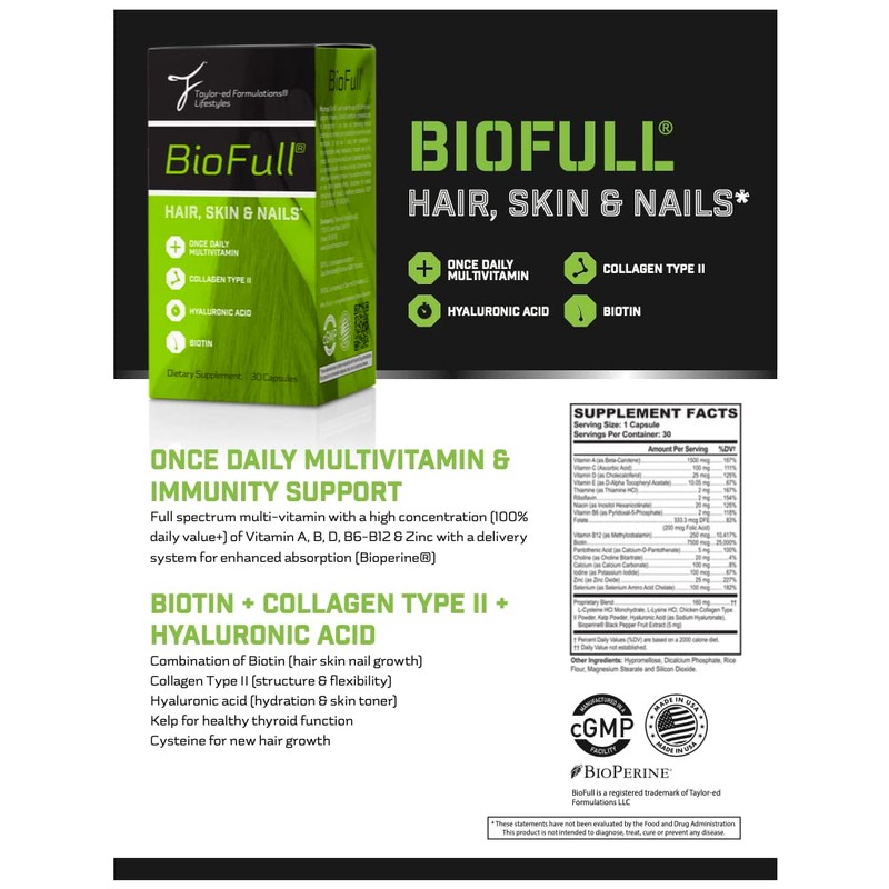 BioFull Hair Skin Nails - Biotin Vitamins for Hair, Skin