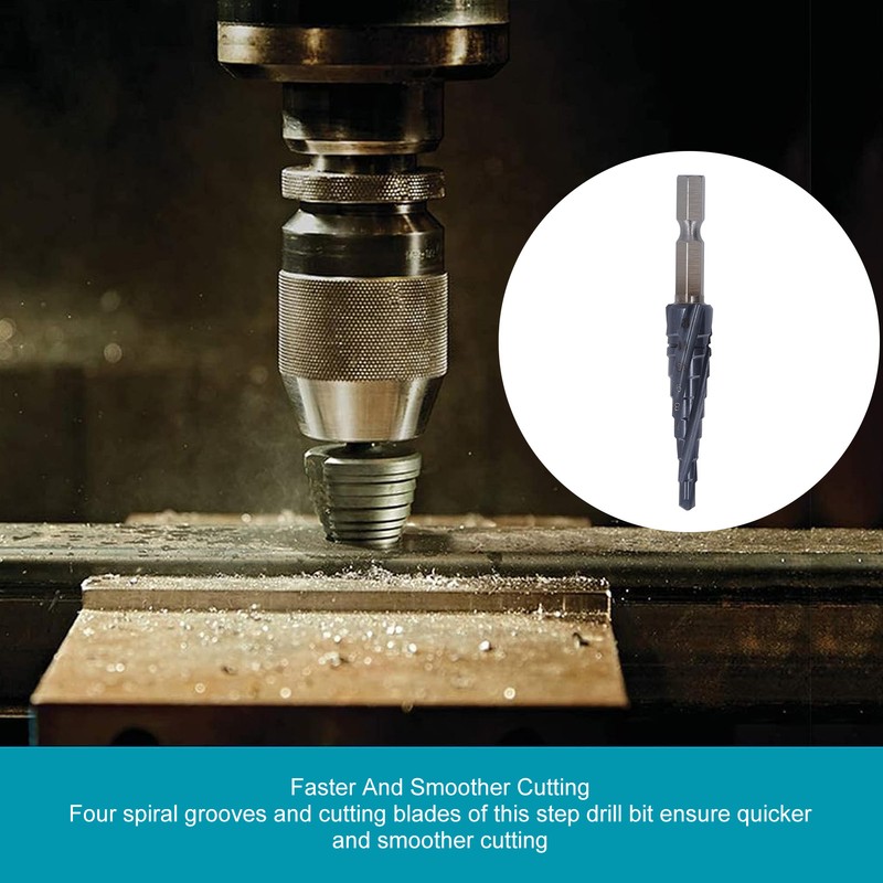 Spiral Grooved Step Drill Bit 4mm to 12mm Step 1/4in