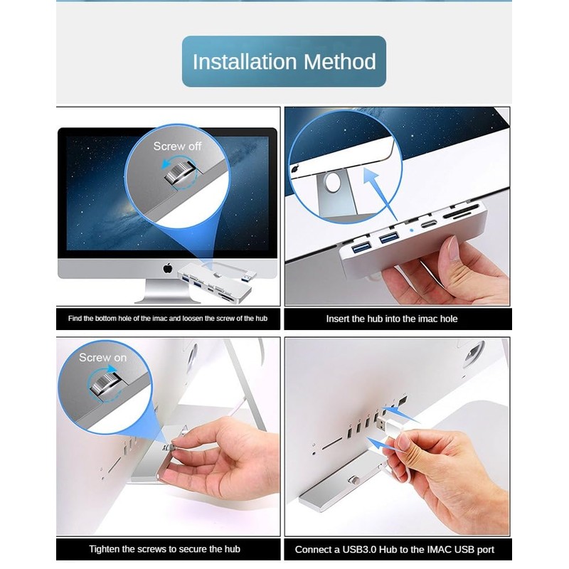 USB 3.0 Hub, Type-C+USB3.0 * 2+SD/TF 5-in-1 Adapter for iMac,