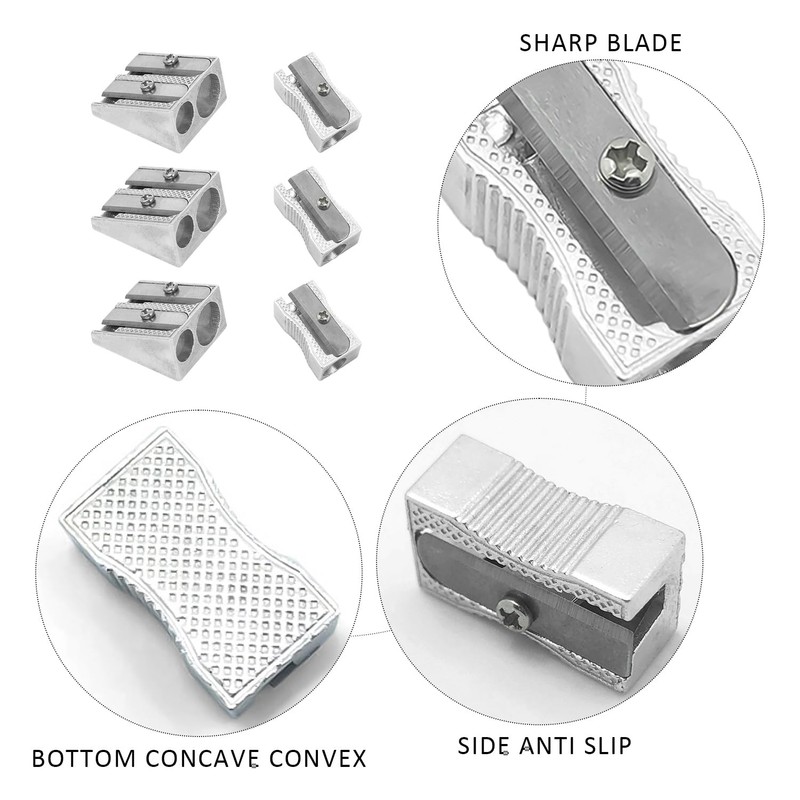 VBRHFRIF 6 Pieces Pencil Sharpener, Single and Double Hole Pencil