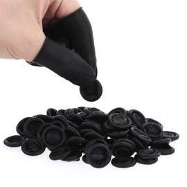 100 Pcs Finger Cots Finger Protectors, Medium Finger Protectors Disposable Fingertips Protective Finger Cots Silicone Non-allergenic Finger Gloves Suitable for Beauty Manicure Massage (Black)
