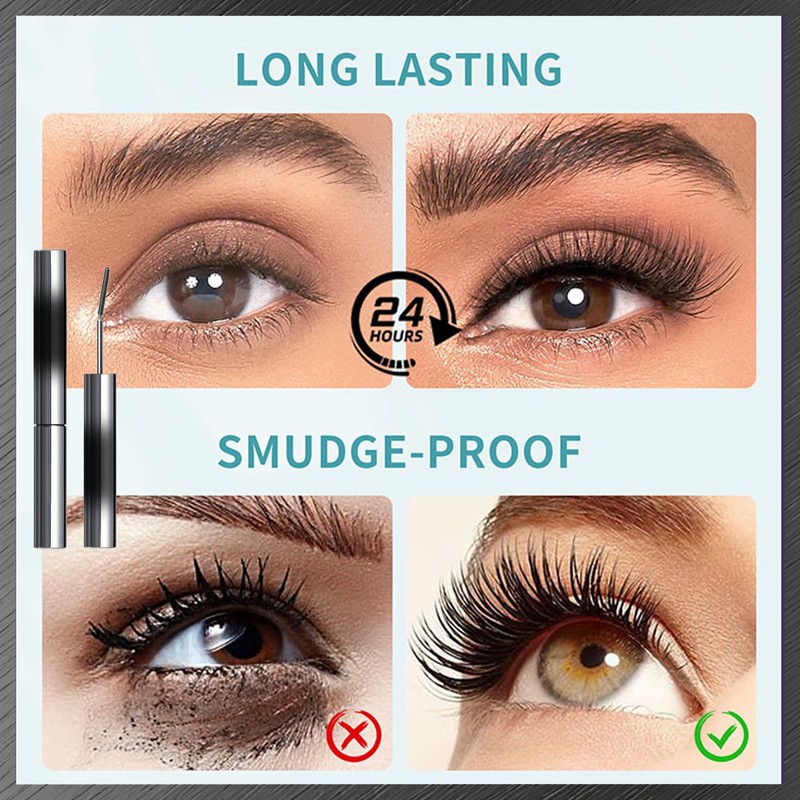 Black 3D Waterproof Hairless Mascara, Washable Ultra-thin Metal, Long Lasting
