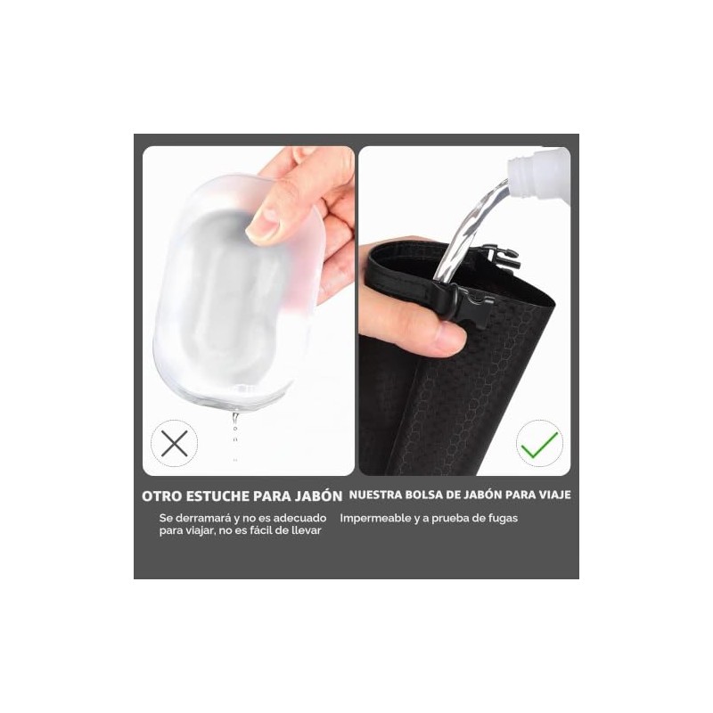 Funda impermeable para jabón de viaje con bolsa de malla,