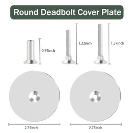 2 Set Door Hole Cover Plate,2-5/8" Diameter Round Deadbolt Cover Plate,Stainless Steel Door Knob Hole Cover Plate Door Hole Filler Plate for Home Security-Silver