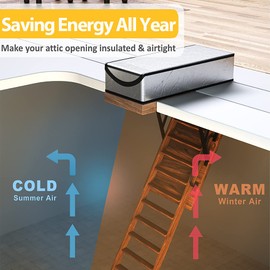 LEMOONE Attic Door Insulation Cover 25"x54"x11", Energy Saving Tent Attic Stairs Cover Ladder Pull Down Insulator, R-Value 15.5 Thicken Aluminum Foil Stairway Insulation with Zipper Fireproof