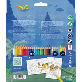 Faber-Castell FABER-CASTELL 201546 - Buntstifte Set Dino, 24-teilig, bruchsicher, inkl. 3 Metallic Stifte, 3 Neon Stifte und Dino Sticker