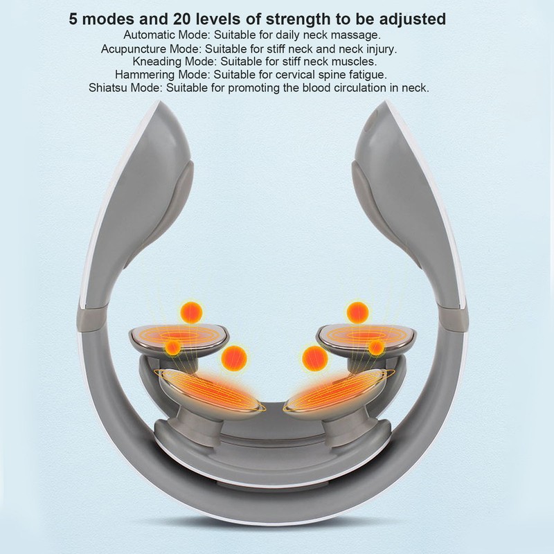 Electric Pulse Neck Massager 5 Modes 20 Strength Levels Cordless