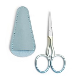 3.5 Inch Facial Hair Small Grooming Scissors For Men Women - Eyebrow, Nose Hair, Mustache, Beard, Eyelashes, Ear Trimming Kit - Straight and Rounded Safety Tip Clippers (Blue)