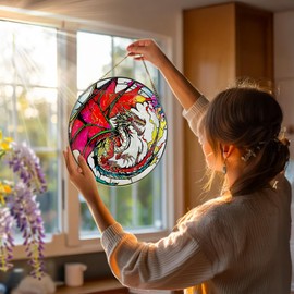 Stained Glass Window Hanging, Stained Glass Suncatcher, Dragon Sun Catcher, Window Hanging Decor, Dragon Gift, Gifts for Fathers Day, Christmas or Birthday Gift, Gifts for Him Dad Grandfather Son