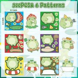 FSzhenloujia 300Pcs Cute Frog Make A Face Stickers Scene Roll DIY Craft