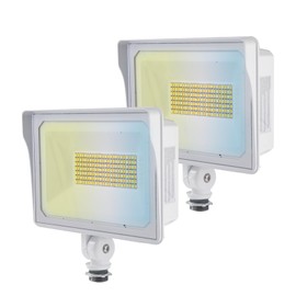 JMKMGL 55W LED Flood Light Outdoor, 7150LM Super Bright Security Light, 3000K/4000K/5000K Selectable, IP65 Waterproof, ETL Listed Exterior Lighting for Garage, Yard, Wall Mount, 2 Pack (White)