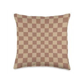 Mocha Mousse Creamy Checkered Trendy 2025 Throw Pillow