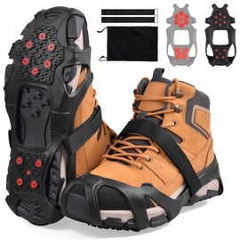 Ice Cleats for Shoes and Boots Upgraded Snow Traction Cleats for Walking on Snow and Ice Anti Slip 10 Studs Walk Traction Cleats Crampons Ice Snow Grippers for Women Men Kids