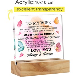 Christmas Wife Gift,Wife Gifts From husband,Romantic Wife Acrylic Desk Sign Decoration Plaque to My Wife I Love You,Home Bedroom Desk Decor (WIFE)