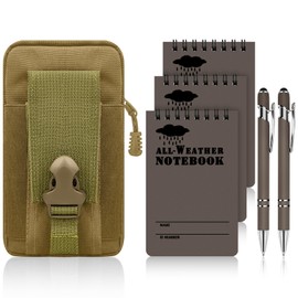 Augacage 6 Piece Waterproof Notebook All Weather Police Waterproof Notepad 3x5 Inch Pocket Notebook with Waterproof Weatherproof Pen and Cover for Outdoor Activities Recording (Brown)