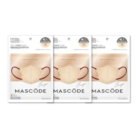 MASCODE 3D Non-Woven Mask, 3D, Set of 3 Bags (M, Beige)