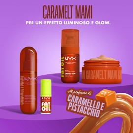 NYX Professional Makeup, Olio Corpo, Pelle Morbida e Idratata, Effetto Luminoso, Texture Leggera, Infuso con Olio di Avocado e Vitamina E, Fat Oil Body Oil, Shade: Caramelt Mami, 20 ml