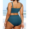 Tempt Me Women Plus Size High Waisted Bikini Bandeau Two