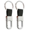 2pcs Keyrings for Men Black Leather Key Fob Metal Keyring