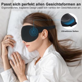 SINZONeu 3D Sleeping Mask for Side Sleepers - 100% Light Blocking & Breathable, Pressure-free Eye Mask with Adjustable Strap, Travel Essentials