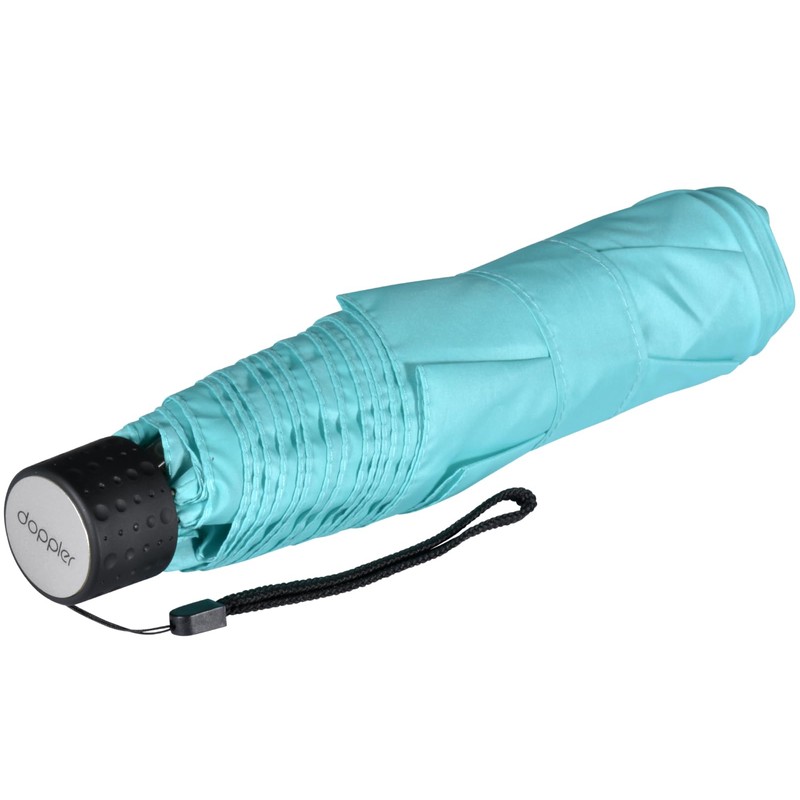 doppler Pocket Umbrella Fibre Havana Plain, aqua blue, 90 cm,