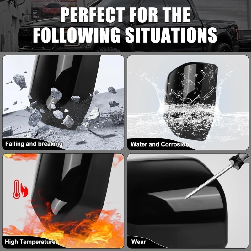 Geartronics For 2015-2020 Ford F150 Top Glossy Black Replacement Mirror
