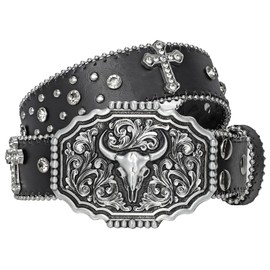 BELTROAD Cowboy Cowgirl Belts for Women Men Western Belts Punk Goth Belt PU Leather Belt With Western Buckle
