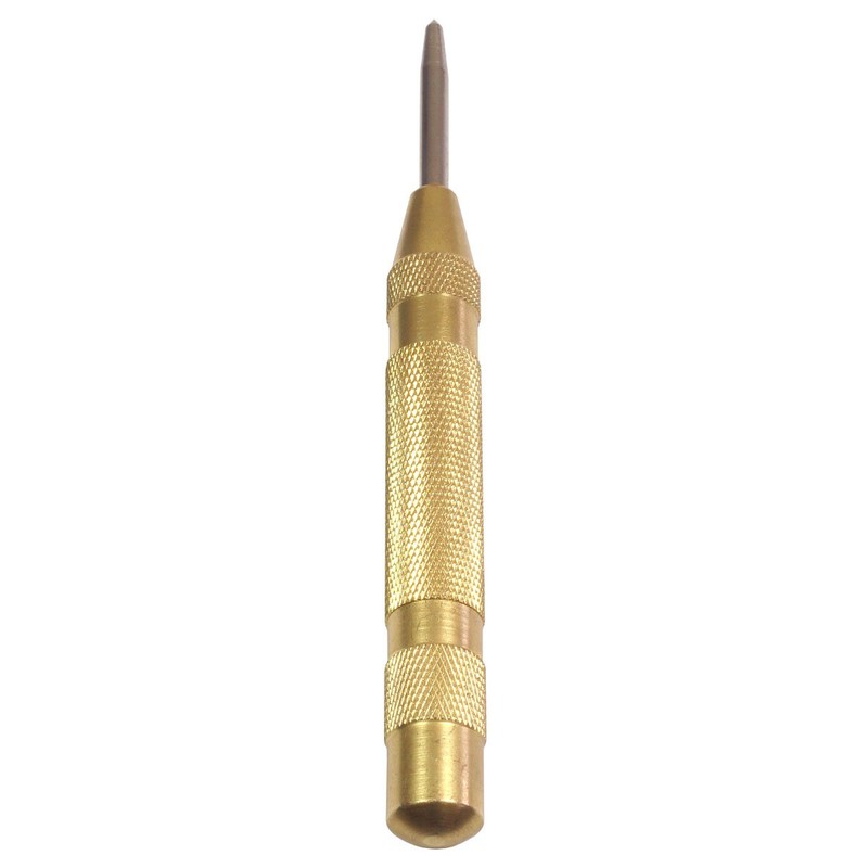 HTS 102A9 5" Brass Automatic Center Punch With Hardened Steel