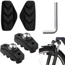 2 Pairs 50mm Road Bike Brake Pads for Bicycle, Bicycle Brake Pads in Mountain, Break Pad Bike, C-Shaped Break Blocks with Hex Nut Installation Tool, No Noise, Reliable Performance for Wet Conditions