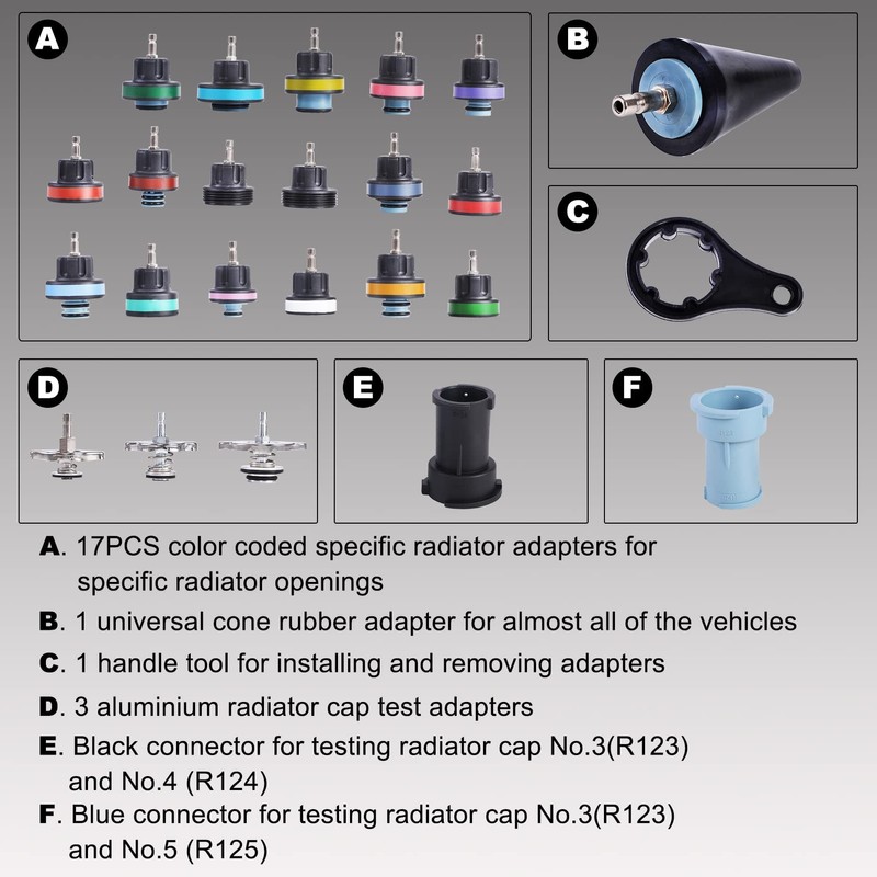 YSTOOL Radiator Pressure Tester Pneumatic Vacuum Type Purge Refill Kit