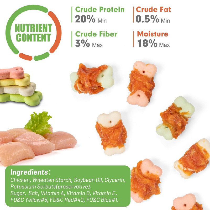 MON2SUN Dog Treats, Mini Chicken Wrapped Biscuits with Added Vitamins,