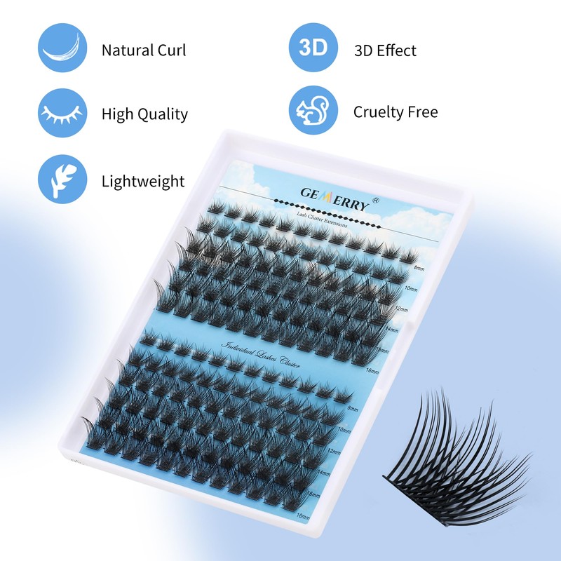 Cluster Eyelash Extensions, 144 Pieces, Cluster Eyelashes, Individual Eyelashes, D-Curls,
