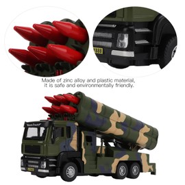 1/50 Military Missile Vehicle Model Alloy Pull Back Rocket Car Toy with Sound and Lights for Kids