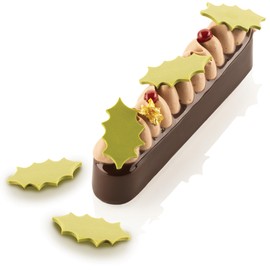 Silikomart Chablon Holly Set of 2 Silicone Stencil Molds for Forming Holly-Leaf-Shaped Chocolate Garnishes 40mm x 22mm