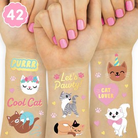 xo, Fetti Tatuajes temporales para gatos para niños, manualidades para niños y niñas, suministros de fiesta de cumpleaños, baby shower