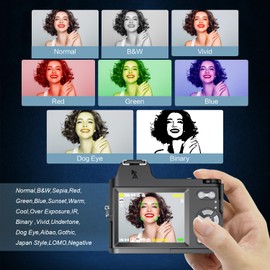 4K Digital Camera for Photography 48MP Vlogging Camera for YouTube, Macro Camera with 18X Digital Zoom/ 3" IPS Screen/Anti Shake/Flash/MicroSD Card, 4K Video Compact Travel Camera